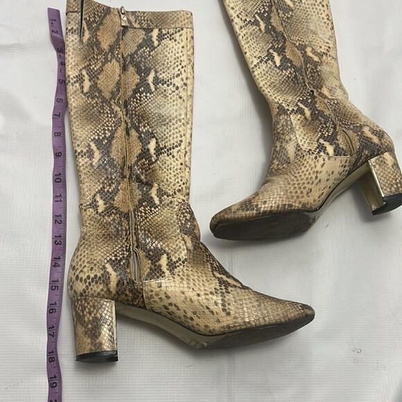 POUR LA VICTOIRE LEATHER SNAKESKIN KNEE HIGH BOOTS SIZE 8.5 - Picture 3 of 13
